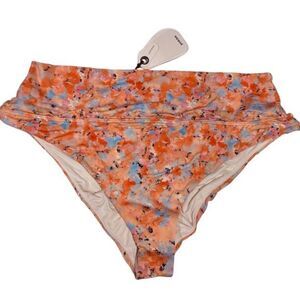 Prana Aurelia Impression Bikini Bottom‎ Orange Blue XL Beach Resort Vacation NWT